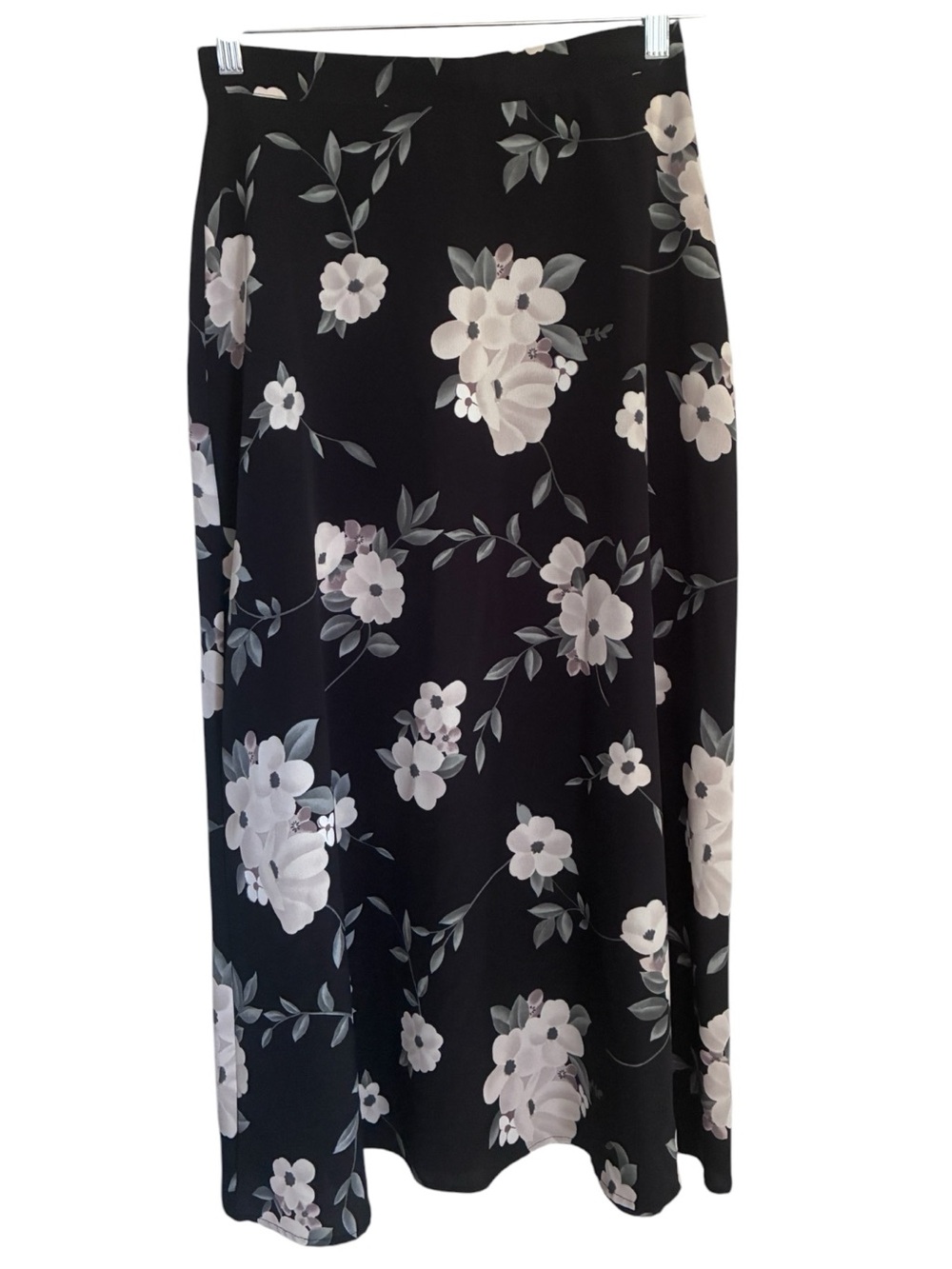 Vintage Dark Cottagecore 90s Grunge Indie Sleaze Black Floral Maxi Skirt Sz 9